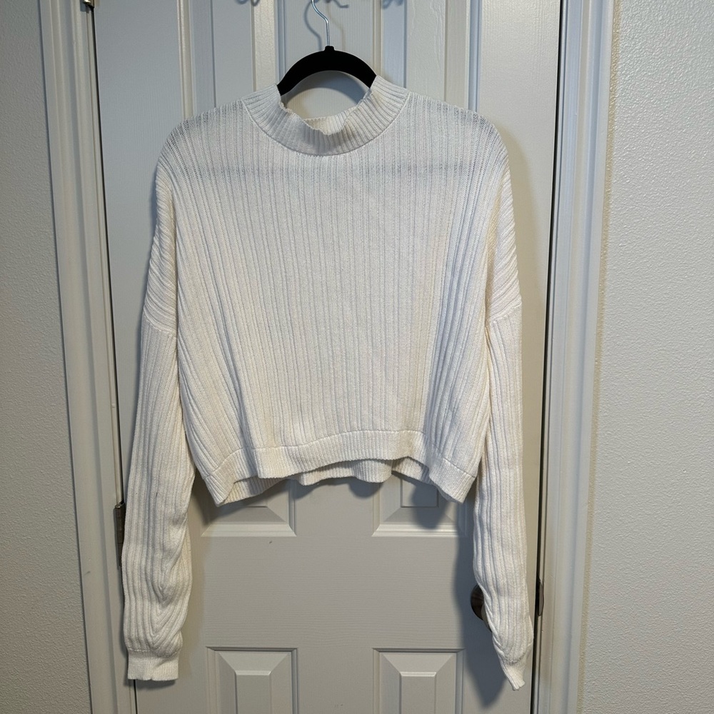 Balloon Sleeve Turtleneck Cropped Sweater